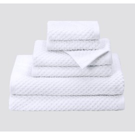 COTTON CRAFT Waffle 6 Piece Towel Set - 100% Cotton - 2 Oversized Luxury Euro Spa Waffle Weave Large Bath Towels, 2 Hand Towels, 2 Washcloths - Absorbent Quick Dry Hotel Bathroom Shower Pool - White