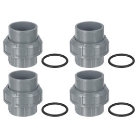 sourcing map PVC Union Pipe Fitting, 4Pcs 1-1/2" PVC Slip Union Coupling Adapter with O-Ring, Slip Socket Port Connection for Swimming Pools and Outdoor Plumbing Applications (Grey)