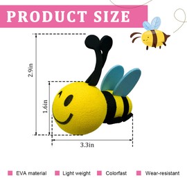 Wevdn Bee Car Antenna Toppers, Cute Bee Aerial Balls for Automotive Roof Decor, EVA Honey Bee Happy Face Antenna Hat, Easy to Find Car in The Parking Lot, Car Exterior Accessories (Blink, Blue)