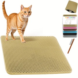 Cat Toilet Mat, Cat Mat Waterproof Cat Mat | 2025 Waterproof Cat Litter Mat | Double Layer EVA, Odorless Large Grid | Urine Leak Proof & Easy to Clean | Soft Touch | Multi-Purpose Design for Toilet