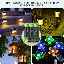 Kruta Kruta 20-Pack Rechargeable AA Batteries Pre-Charged, 1600mah NiMH Rechargeable AA Solor Batteries Double A Battery for Outdoor Solar Lights and Household Devices
