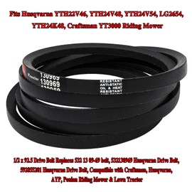 Wanotine 532130969 592855201 Drive Belt Replaces 130969 Craftsman Drive Belt, Fits Husqvarna YTH22V46, YTH24V48, YTH24V54, LG2654, YTH24K48, Craftsman YT3000 Riding Mower (1/2” x 92.5”)
