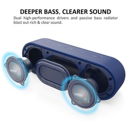 Tribit Bluetooth Speakers XSound Go [Upgraded] 16W Portable Wireless Speaker IPX7 Waterproof Speakers,Type-C,Wireless Stereo Pairing,100ft Bluetooth Range(Blue)