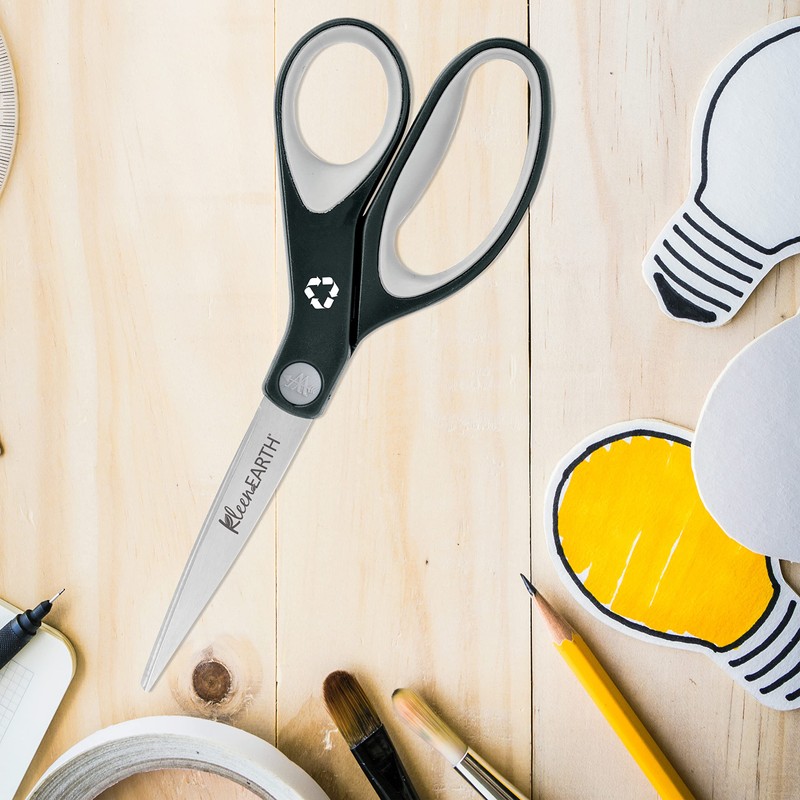 Westcott 8-Inch KleenEarth Soft Handle Straight Scissors, Black/Gray