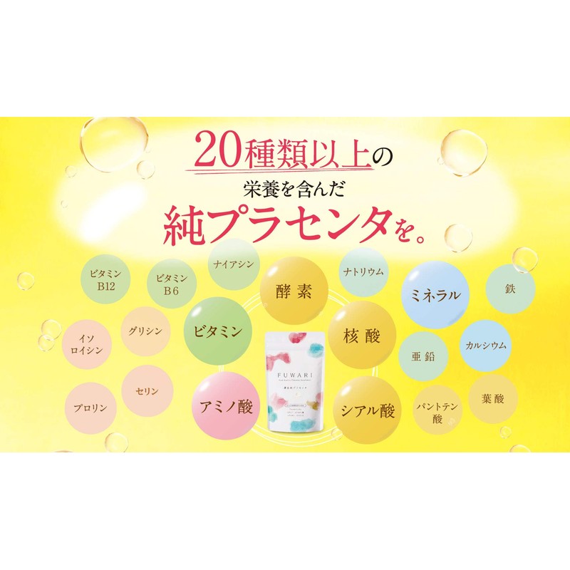 FUWARI Hagumi Plus Placenta Supplement, Hyaluronic Acid, Vitamins, Mineral Ceramide)
