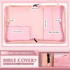 Bible Cover Case for Women Pink Leather Floral Bible Bag