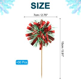 PATIKIL Firework Cupcake Toppers, 30 Pcs Sparkle Tassel Cupcake Picks Birthday Party Graduation Wedding Foil Decor Cocktail Food Fruit Toothpicks Christmas, Green Red