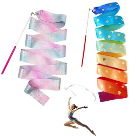 Rhythmic Dance Bands 2 Pieces 200 cm Gymnastics Band Dancer Dance Band Streamers for Kids Suitable for Artistic Dance Gymnastics Circus Carnival Show Baton Stick Twirling