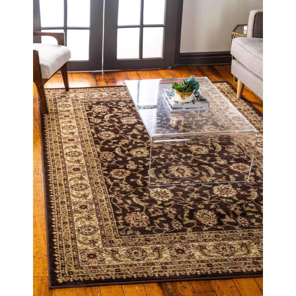 Unique Loom Voyage Collection Traditional Oriental Classic Intricate Design Area Rug, 5' 3" x 8' Rectangle, Brown/Green