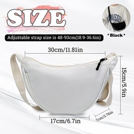 WisePoint Half Moon Bag, Nylon Crescent Moon Bag, Dumpling Bag for Women, Minimalist Small Crossbody Bag with Adjustable Shoulder Strap for Shopping, Dating, beige
