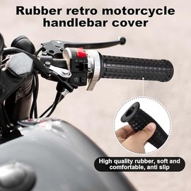 Motorcycle Grips Vintage Motocross 21 mm Grip Handlebar, Universal Motorcycle Handlebar Grip Moped Grips, Non-Slip Motocross Handle Grips Compatible with Harley 883 CG125 Prince CB400