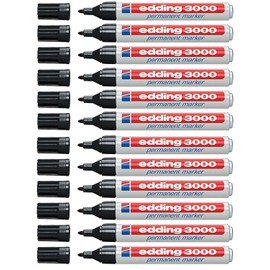 Edding 3000 Permanent Markers (Pack of 12) - Black