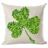 Ramirar Happy St. Patrick's Day Spring Green Clovers Decorative Throw Pillow Cover Case Cushion Home Living Room Bed Sofa Car Cotton Linen Square 18 x 18 Inches
