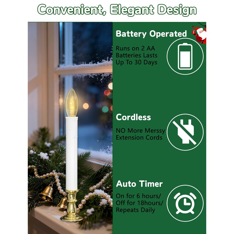 Txcigech 10PCS Christmas LED Window Candles with Timer, Flameless Candle
