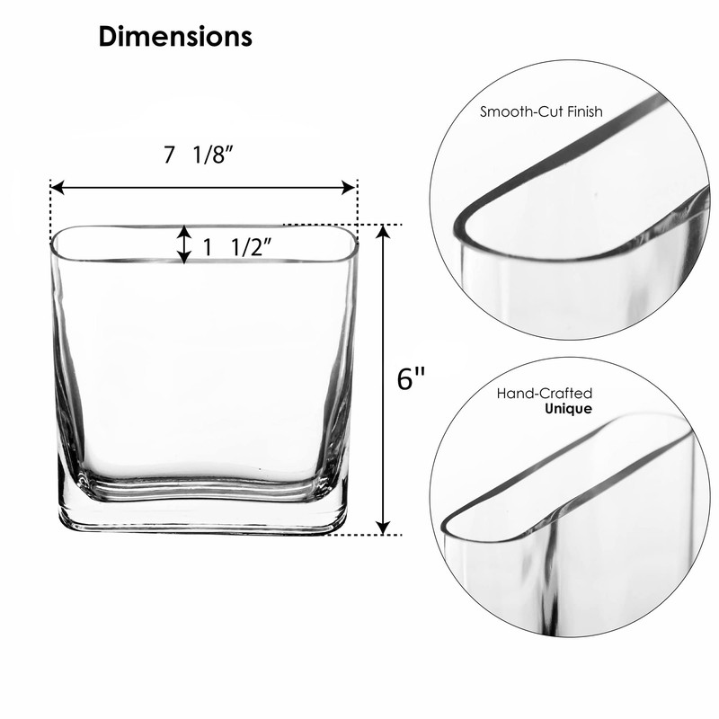 CYS EXCEL Glass Book Vase (H:6" Open:7"x2") Round Edge Oval