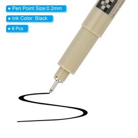 PATIKIL Micro Pen Fineliner Pens, 8Pcs 0.2mm Fine Point Drawing Pens Waterproof for Archival Artist Calligraphy Illustration Journaling Sketch, Black