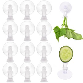 AccEncyc 12Pcs Veggie Clips Aquarium Seaweed Clips Fish Food Holder Wide Mouth Clips Plants Suction Cups Algae Clips for Freshwater and Marine Fish Tank (Plastic)