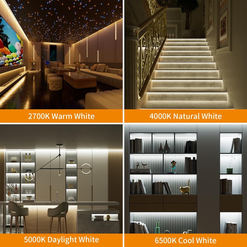 PAUTIX CCT COB LED Strip Light White Tunable 3200LEDs,CRI90+ 16.4ft/5m