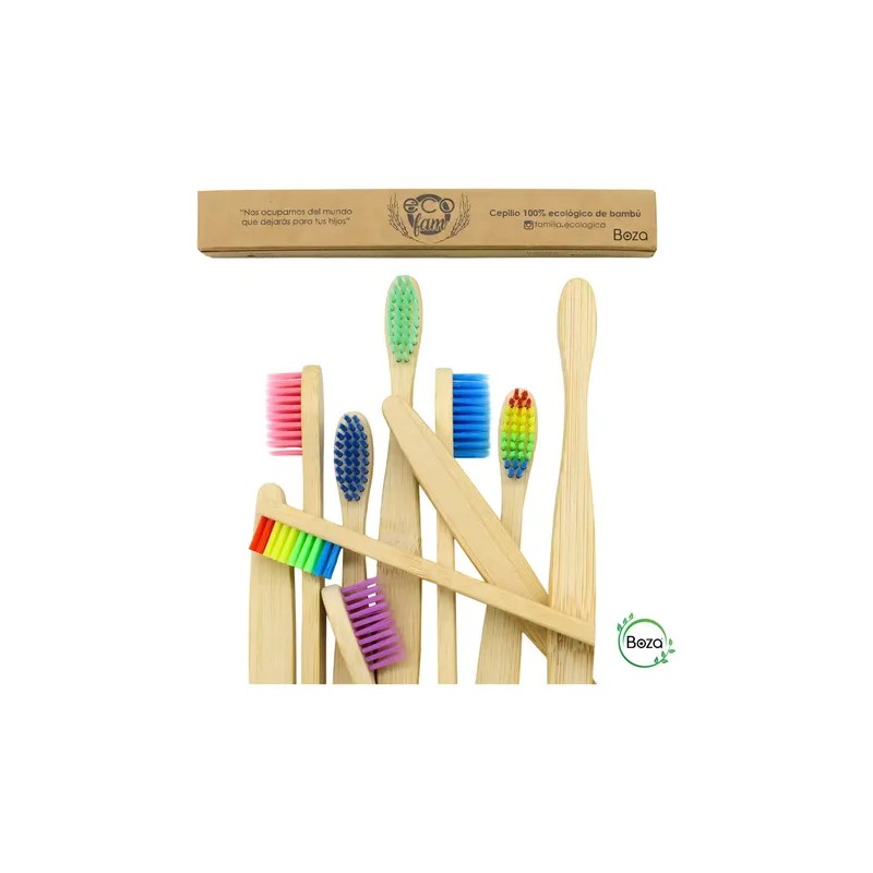 Paquete 100 Cepillo Dientes Bambú Mix Biodegradable Adunin Color Nude