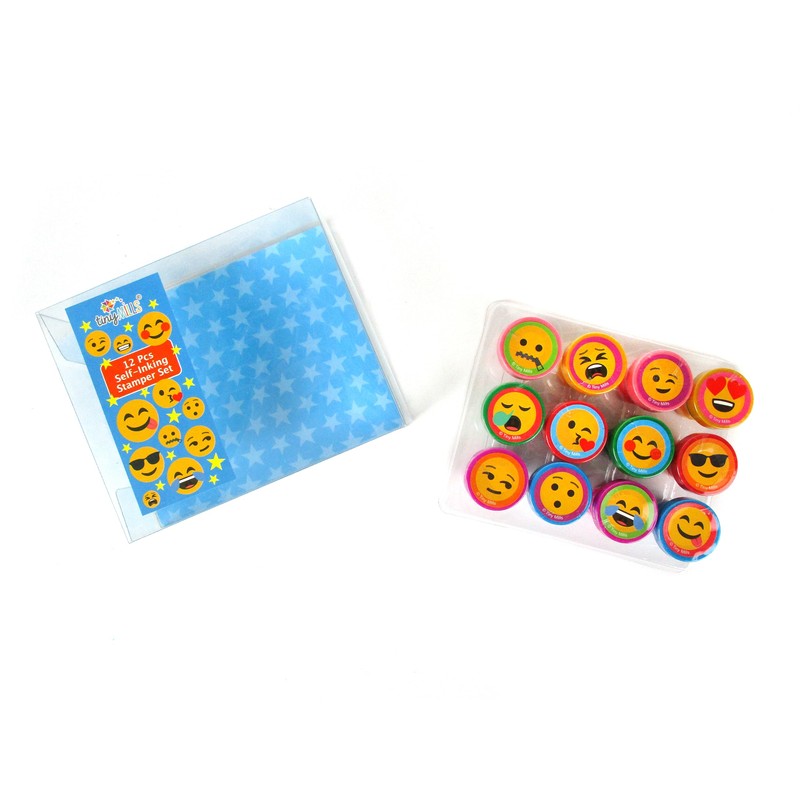 TINYMILLS 12 Pcs Emoji Stamp Kit for Kids - Emoji