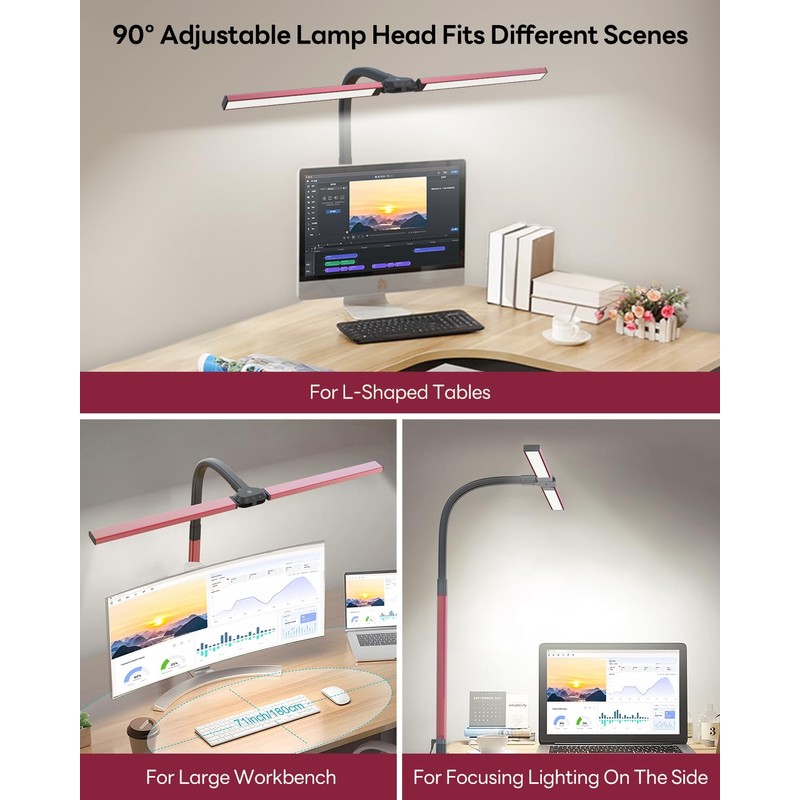 LED Desk Lamp for Home Office, Eye-Caring Desk Light with