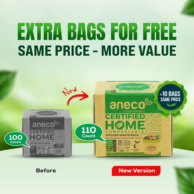 (Include 10 Bonus Bags) ANECO 100% Compostable Waste Bags 2.6