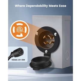 SURAIELEC 30 Amp Generator Inlet Box, NEMA L14-30P Power Inlet Box for 4-Prong Generator Cord, 125/250V, 7500W Weatherproof for Outdoor Generator Outlet Receptacle, Ready for Emergency Use, ETL Listed