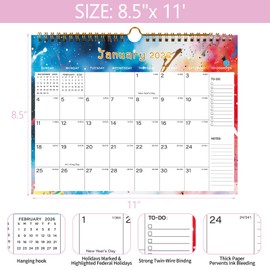 2026-2027 Wall Calendar, Calendar 2026-2027, 18 Monthly Wall Calendar from January 2026 to June 2027, 11 x 8.5 Inches Thick Paper, Large Ruled Blocks Monthly Calendar, for Home or Office Easy Organizing (Color4)