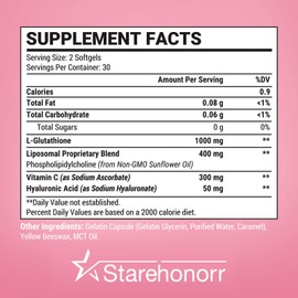 Starehonorr Liposomal Glutathione Softgels 1500MG, Reduced Glutathione Supplement with Vitamin C, Better Absorption, Non-GMO Powerful Antioxidant for Healthy Aging, Detox, Immune Health,120 Softgels