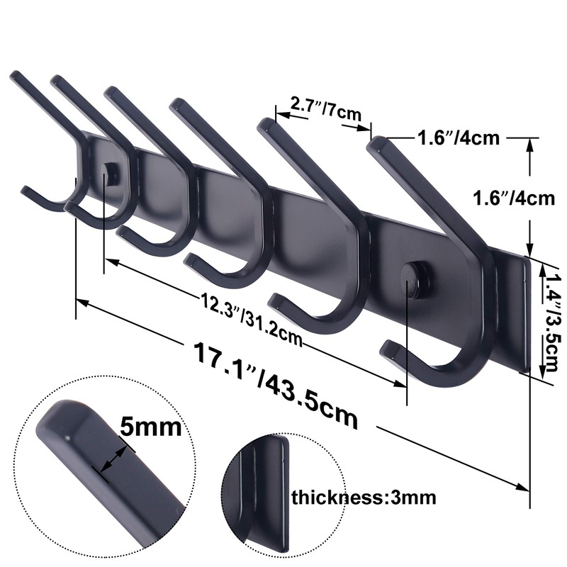 WEBI Coat Rack Wall Mounted,10 Hooks for Hanging Coats,30 Inch
