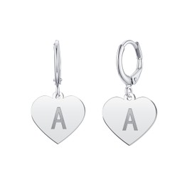CharmSStory Silver Plated Initial A Hoop Earrings for Women Dainty Alphabet Letter Dangle Earring