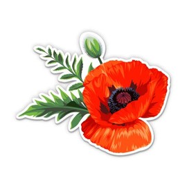 Beautiful Red Poppo Flower - 12" Vinyl Sticker Waterproof Decal