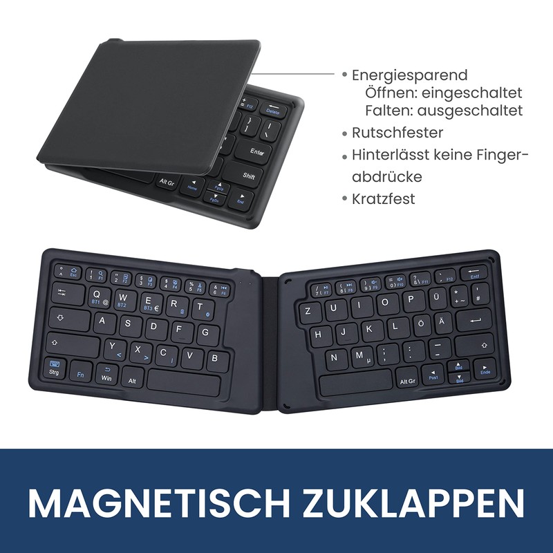 Perixx PERIBOARD-805 Ergo, Bluetooth 5.1 Faltbare ergonomische Tastatur, Ultra-dünnes tragbare