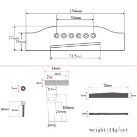 Alnicov Guitar Bridge with Parts Saddle Nut Bridge Pin Tailpiece Rosewood