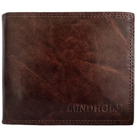 Lundholm Sundsvall Men's Leather Wallet with RFID Protection, Genuine Leather Wallet for Men, dark brown, Classic