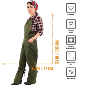 Under NY Sky Pottery Moss Green Apron – Full Coverage Cross-Back, Durable Twill, Leather Reinforcement and Overlapping Split-Leg, Adjustable for Men and Women – Pottery Artist, Mechanic, Tattoo Apron