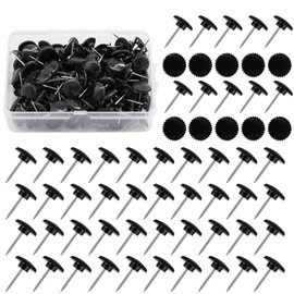 Push Tacks Black 100 Pieces, Fashionable, Push Tacks No Residue, Push Pin Style, Picture Hook, Picture Hanging Nail Frame, Fasteners, Decorative Nails, Antique Style, For Fixing Sofas, Shoes, Doors, Calendars, Boards, Bulletin Boards, Crafts, Maps, Photo
