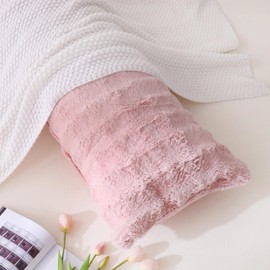 Chumerry Blush Pink Plush Body Pillow Case Fluffy Shaggy Faux Fur Pillow Cover Ultra Soft Warm Rabbit Fur Decorative Body Pillow Cover Long Pillowcase for Couch Sofa Bed, 20 x 54 Inches