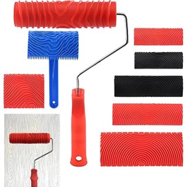 LMSNE Wood Graining Tool Set, 8 Pieces, Household Wallpaper Roller Painter, Wall Texture Art Painting Tool Set for DIY Wall Room Decoration.