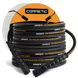 Corretic Pressure Washer Hose 50 FT x 3/8 Inch 4000 PSI, Kink Resistant Power Washers Hose Replacement, M22-14mm Brass Thread, High Tensile Wire Braided