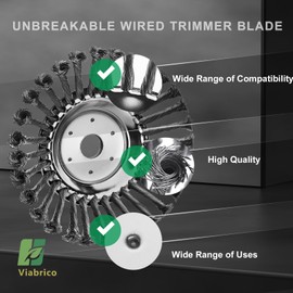 10 Inch Unbreakable Wired Trimmer Blade, Steel Wire Cutter Trimmer Head, Wire Rotary Brush Weed Trimmer Head, Weed Eater Head with Adapter Kit for Moss Grass Rust Removal, Gardening Lawnmower