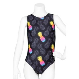 Destira Gymnastics Leotards for Girls, Super Soft Leotards with Matching Scrunchie, Gymnastics, Dance, Cheer, Yoga, and More, Poppin' Pineapple, Adult Large