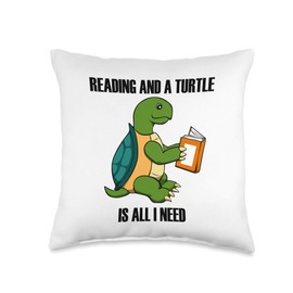Cute Ironic Turtle Tortoise Quotes & Gifts Turtles and Reading Funny Saying Book Throw Pillow, 16x16, Multicolor