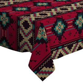 Q-Beans Rectangle Decorative Tablecloth [Size: 60 x 84 inch], Washable and Reusable Table Cloth Cover for Indoor and Outdoor (Ethnic Native Southwest)