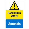 Hazardous waste/Aerosols, safety sign - 1mm flexible Plastic sign (300mm x 200mm)