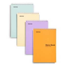 Mintra Office Steno Books (Pastel Colors 4pk - Green Tint Paper, Gregg Ruled)