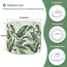Espossi Lamp Shades Set of 2, HD Printing Green Leaf Lamp Shades for Table Lamps, 13x13x10in Lamp Shade for Spider /E26 /E12 Base, Fabric Lampshades Set of 2 for Floor Lamps