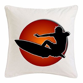 Reifen-Markt Microfibre Cushion Cover 40 x 40 cm Surfing Beach Surfboard Longboard Surfing Waves Beginner Shop White
