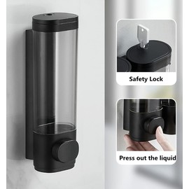 1-Chamber Soap Dispensers Wall Mount,400ml Bathroom Shower Pump Dispenser,Press Manually Lotion Shower Soap Dispenser Usefor Home,Bath,Kitchen,Hotels,Restaurants(Black)