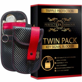 2 Pack Car Key Signal Blocker Pouch Faraday Pouch Bag for Keyless Keys Car Key Case for Cars Anti Theft Tripple RFID Protection Security for Car Key Fobs Carbon Fibre Texture Perfect Armour